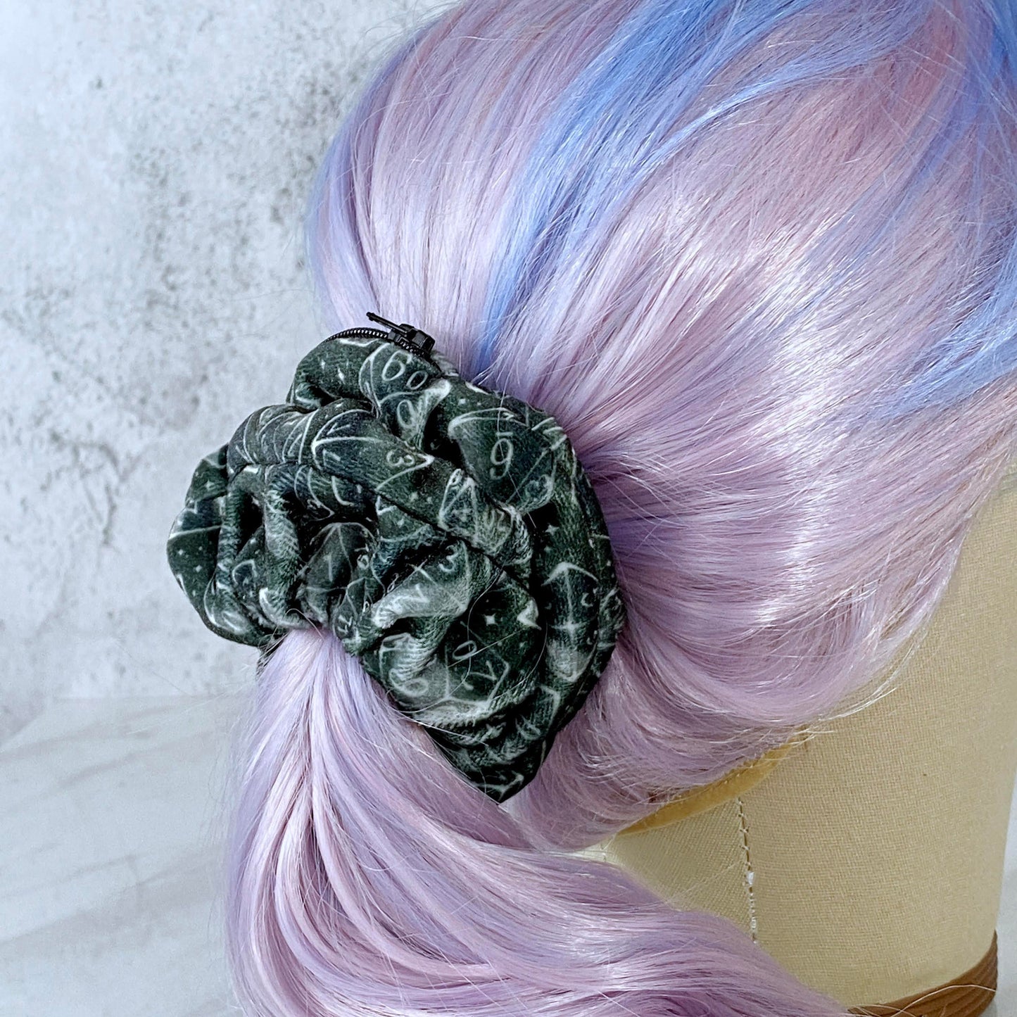 Velvet Galaxy Dice Zipper Stash Scrunchie
