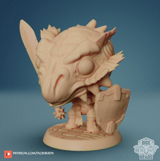 Dragonborn Paladin Chibi, Dice Heads
