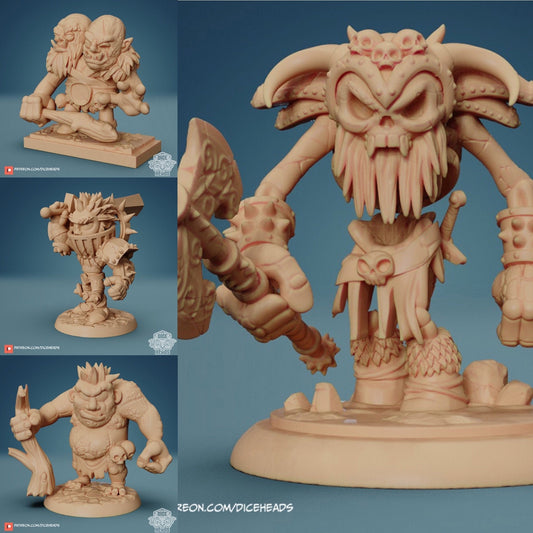 Giant Chibi, Ettin, Dice Heads