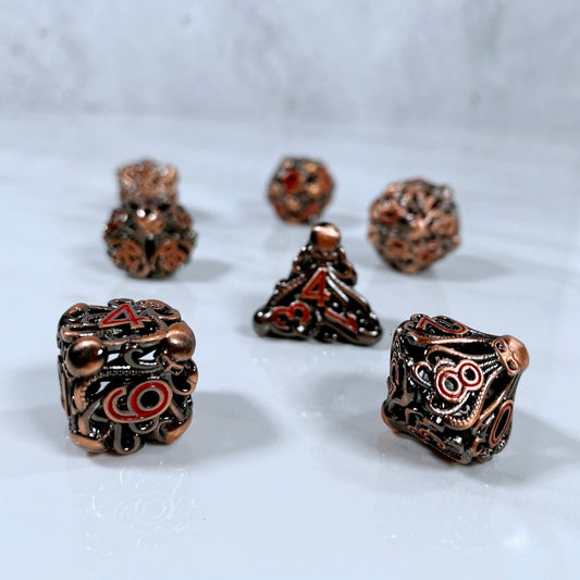 Cephalopod Dice, Copper and Red